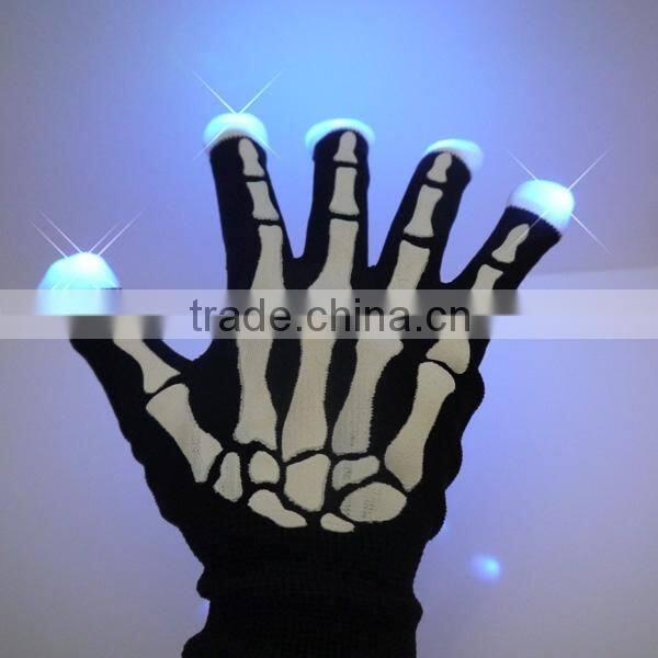 2016 Led Light Up Skull Glove/Handmade Led Finger Glove,led glove light