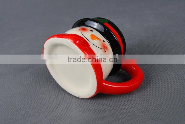 creative hot-selling lovely cartoon christmas snowman model of red and black ice cream ceramic mug with handle