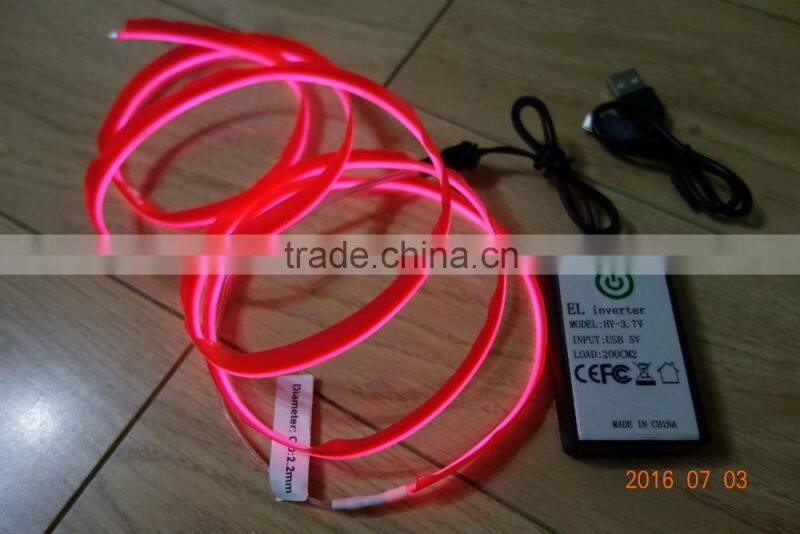 AAX2PCS Battery Clothing fabrics decorate "Polar light 2"2.3mm Single welt in center Orange EL WIRE