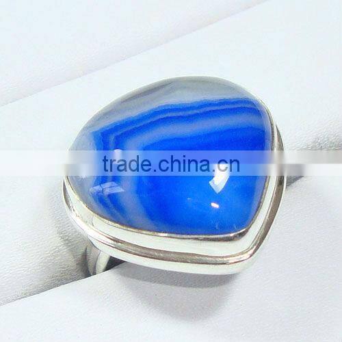 .925 Sterling Silver Green Onyx Gemstone Fashion Ring