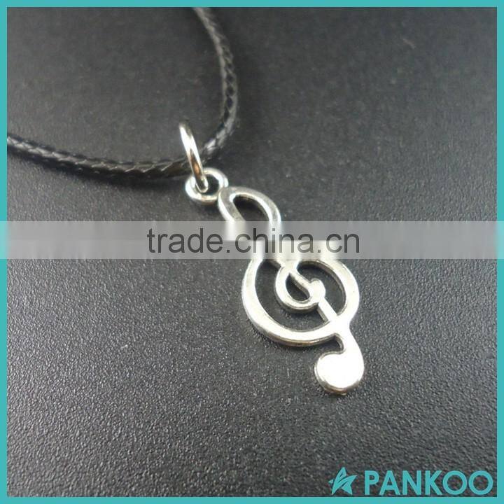 2016 Newest Fashion S925 Note Music Notation Sterling Silver Pendant Leather Vintage Men Necklaces for Women silver jewelry