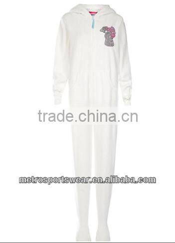 Bear Printed Hoody Design White Femme Pyjama