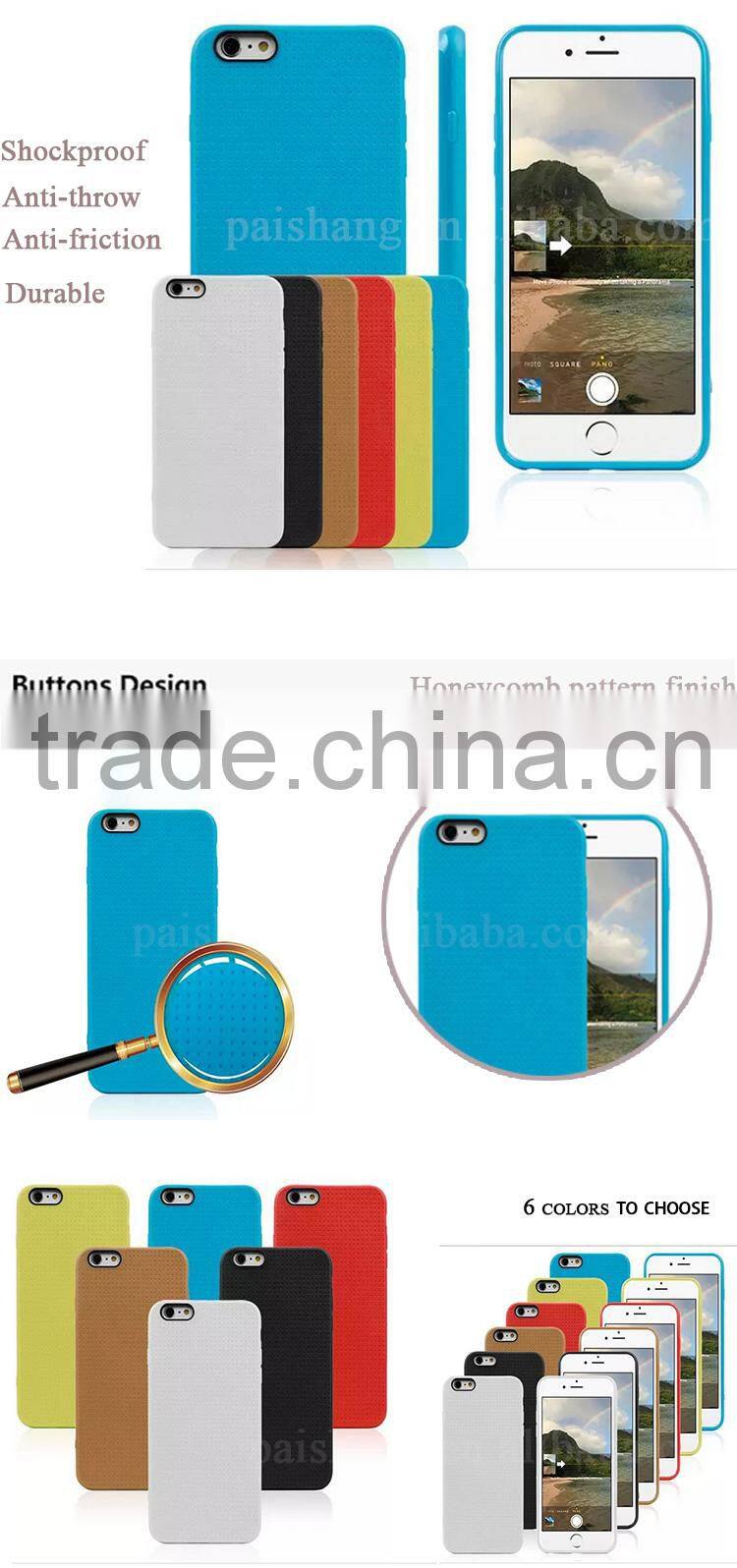 Unique design soft TPU material 6 colors Honeycomb pattern finish design cell phone back case cover for Apple iphone 6 / 6 plus