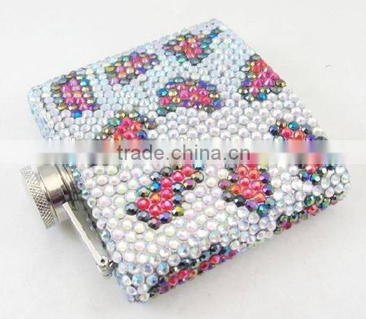 Whiskey Pocket Stainless steel Hip Flask With Rhinestone