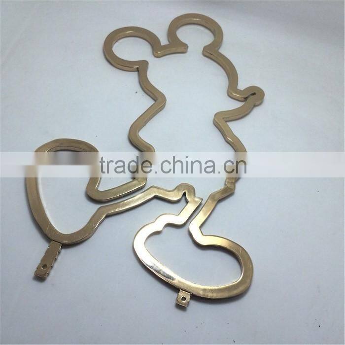 Mickey Mouse logo in gold plating , factory direct die casting mickey design metal logo cartoon sign