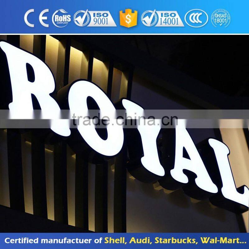 Custom embossing acrylic 3d led letter lights sign