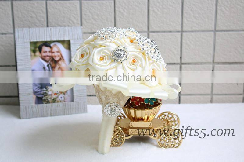 Luxurious White Satin Pearls Jewel Bouquet Bridal Bouquet Bridesmaid Bouquet