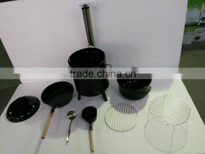 Hot sale multifunctional characoal bbq grill smoker grill with chimney