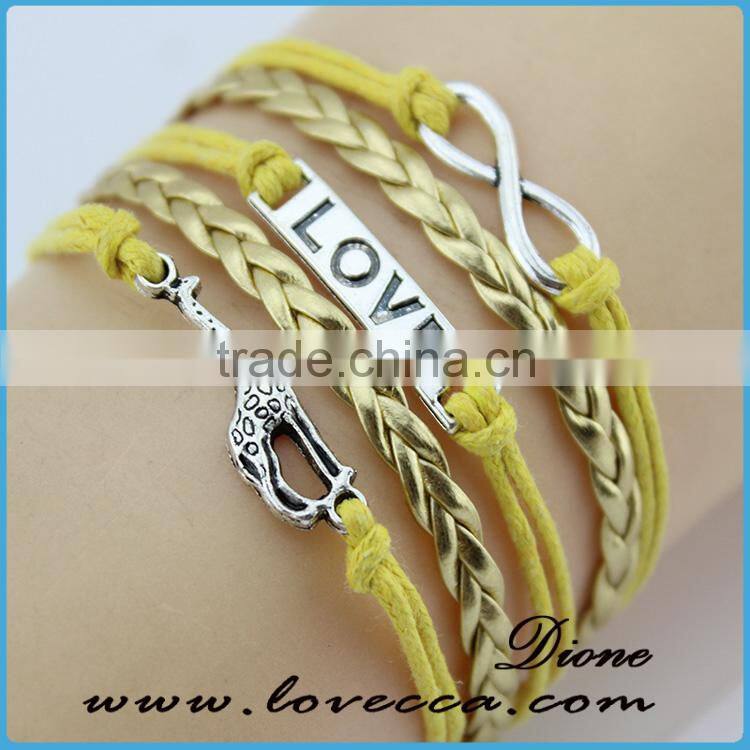 New jewelry fashion leather bracelet infinity love braid bracelet
