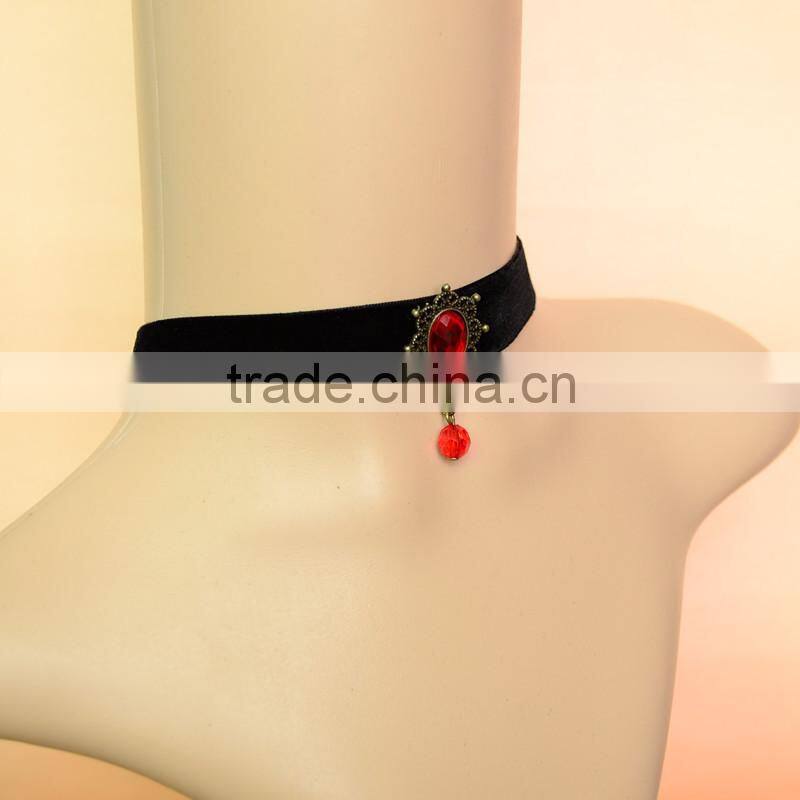 Vampire wild velvet dress with ruby choker necklace fake collar necklace jewelry genuine random wild