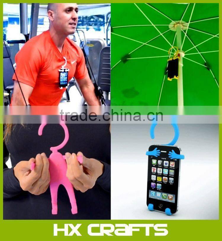 Flexible Hook Cell Phone Holder Multi function Human Shape Hanger / Phone Holder Silicon Unique Flexible Cell Phone Holder