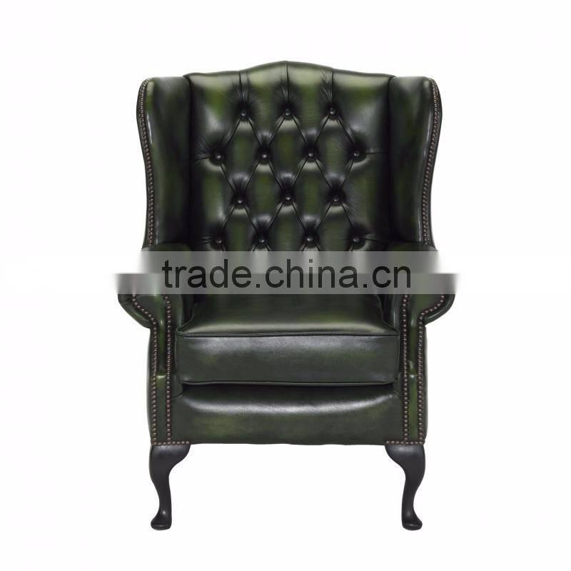 Antique style wing back sofa chair leather sofa single sofa used for hotel