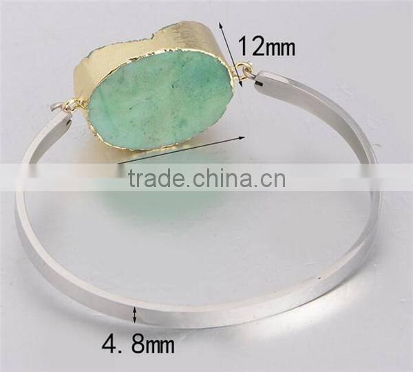 Fashion women's silver stainless steel turquoise bracelet