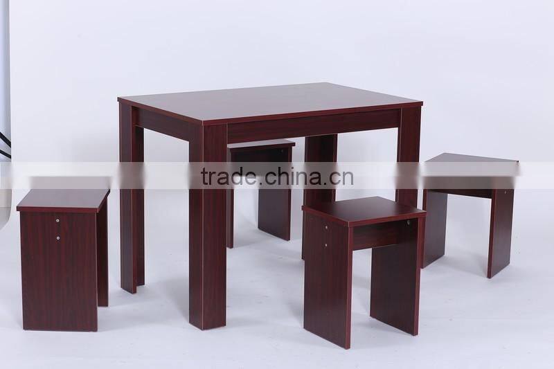 E1 Melamine MDF Dining Table With Easy Style Stools