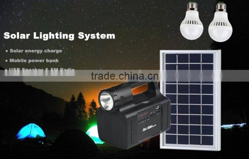 2W IS-1366S Portable Phone Chargers Solar Lanterns, Rechargeable 6V 4500mAh Lead-acid Battery