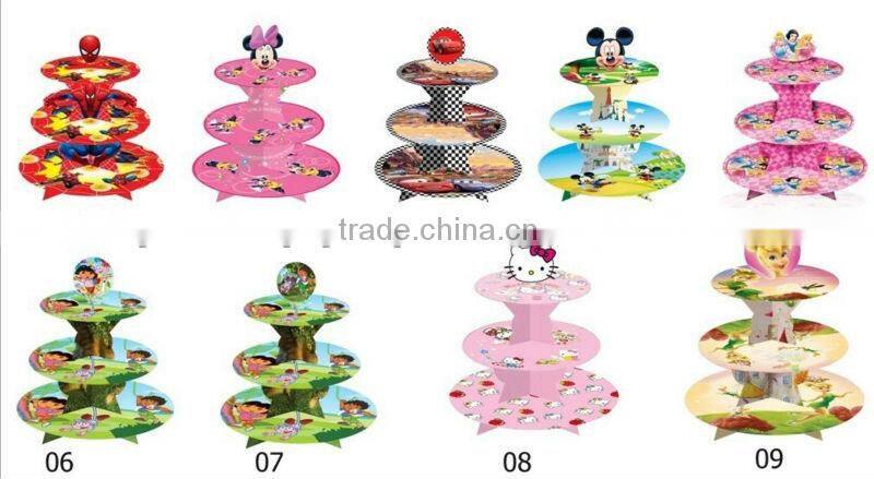 3 tier cardboard PRINCESS CUPCAKE STAND Cinderella Snow White Cake Cupcake Tree Stand Party Birthday Decoration