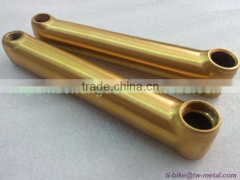 Titanium Anodized Golden Color BMX Cranks Custom Titanium Colorful Crank XACD Ti Bicycle BMX Crankset in China