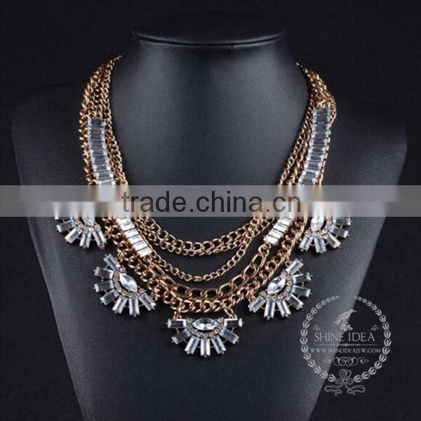 high quality vintage rhinestone chunky statement necklace tin alloy fashion women pendant necklace 6390124