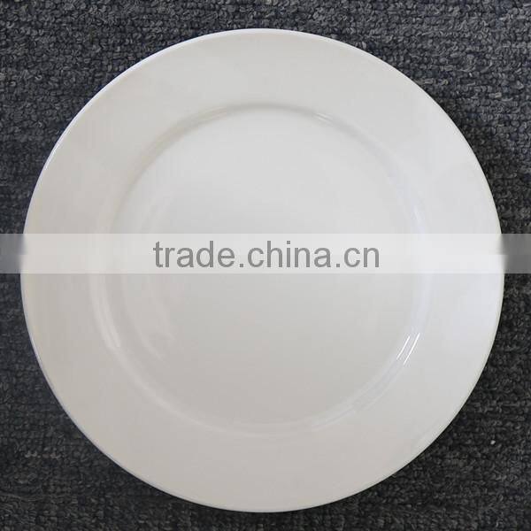 Wholesale 12 Inch Pure Ivory Creamy White Porcelain Charger Plate Dish On Sale