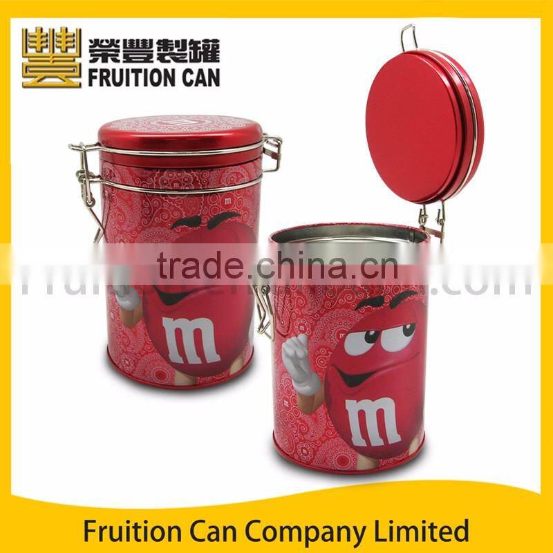 Big Tall round Tin with metal Vacuum LID