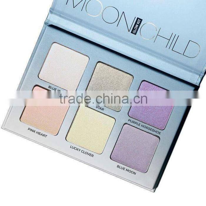 6 Colors Private Label Highlight Face Pressed Powder Palette