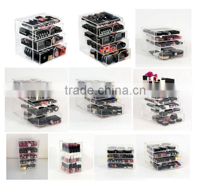 Wholesale Facotry Price 2-Tier Acrylic Cosmetic and Makeup Storage Case Organizer for acrylic drawer storage organizer