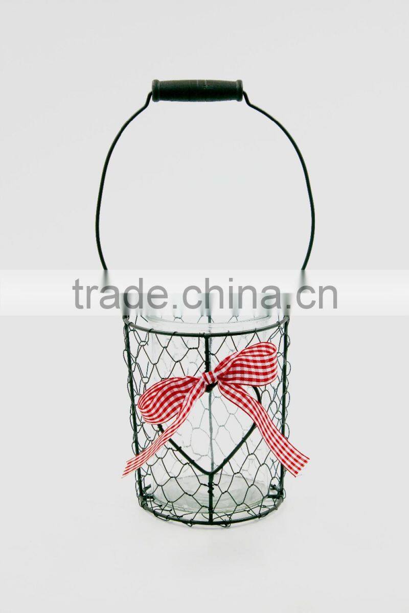 wholesales wrought iron net glass candleholder