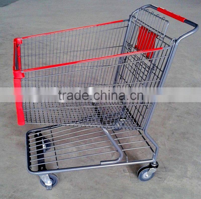 shopping cart with 2 fixed and 2 swivel wheels non brake