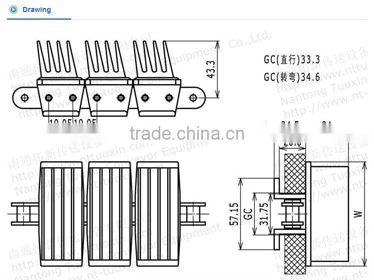 1873G4 Plastic Gripper Chains,flat top chains