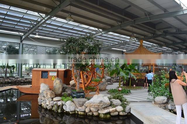 Large Garden Design Glass Covered Commercial Greenhouse For Vacational Village
