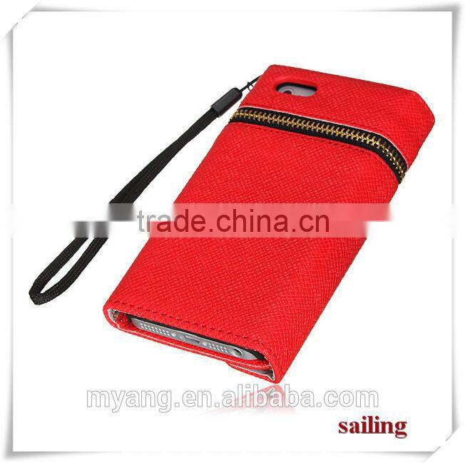 Wholesale Luxury Zippered Leather Wallet Flip Case For Apple iphone 6 With Corsair, eather Wallet Flip Case For iphone 6