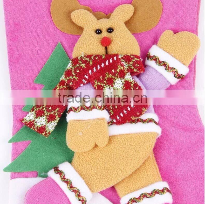 2016 Christmas Stocking Decorations Cute Hanging Christmas Ornaments Santa Claus Stocking Style Gift Bag
