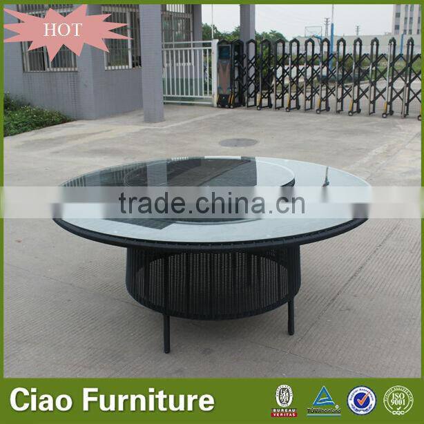 Rattan restaurant ding dong feng round rotating dining table