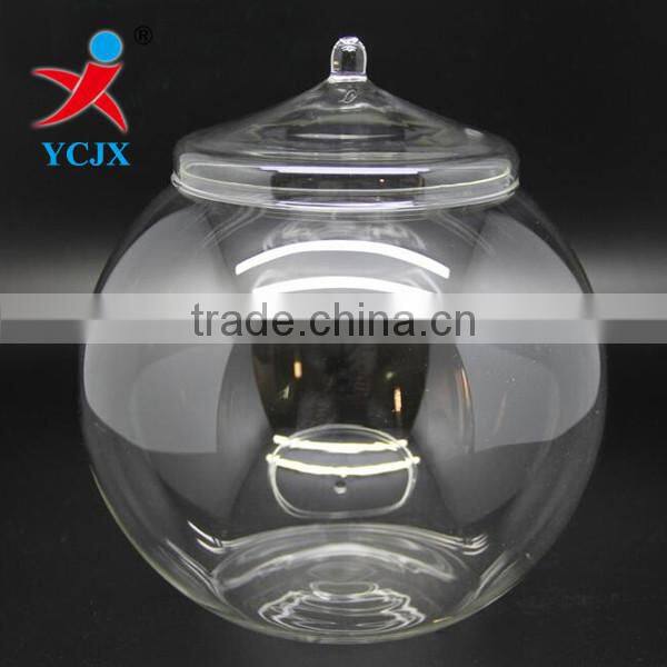 Big Size Clear Glass Globe Jar with Glass Lid