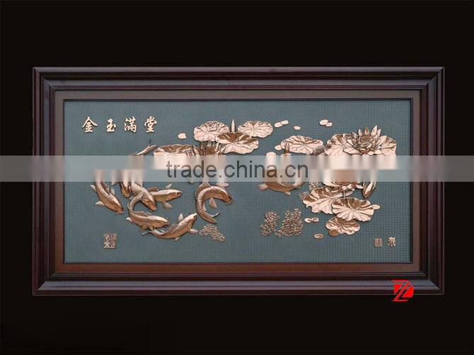 bronze golden fish wall statue for hotel