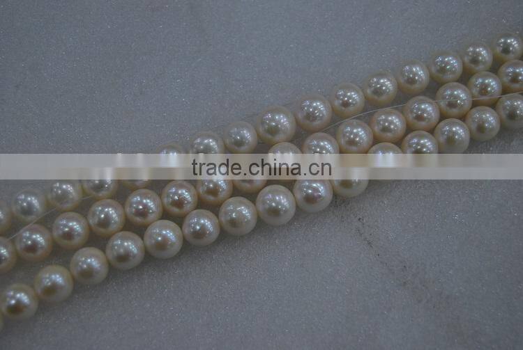 big 11-12mm white round freshwater pearl strand