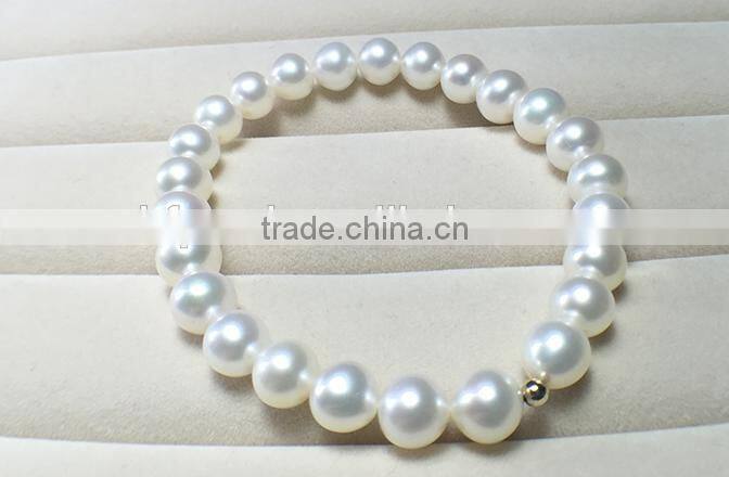 hottest 8-9mm white round freshwater pearl love bracelet