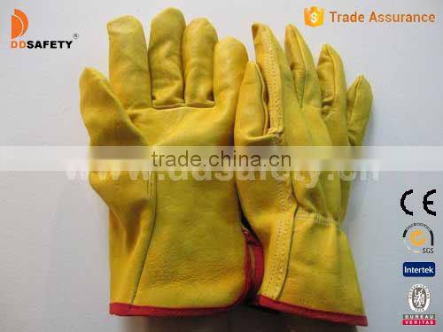DDSAFETY High Quality Yellow Cow Grain Leather Gloves Driver Gloves