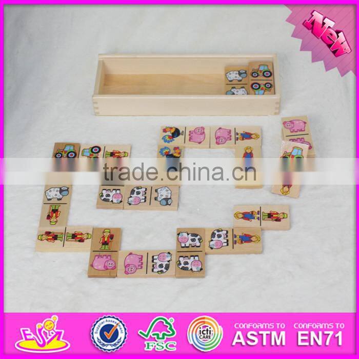 2016 top fashion educational kids wooden domino set for sale W15A073