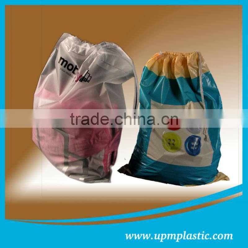 One time use biodegradable plastic drawstring bag