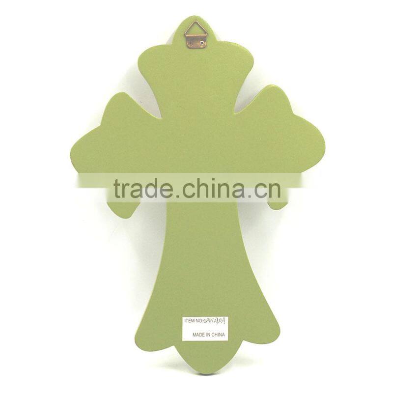 Religious wooden MDF resin bird and leaf print tableware hanging unique wall crosses