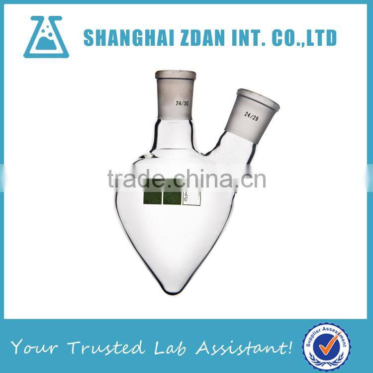 Borosilicate Glass Flasks, Heavy Wall,Pear Shaped,Two Necks