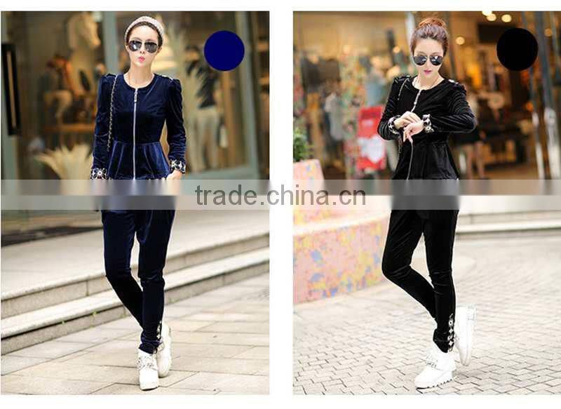 fashion Women's Lace ladies velour tracksuit