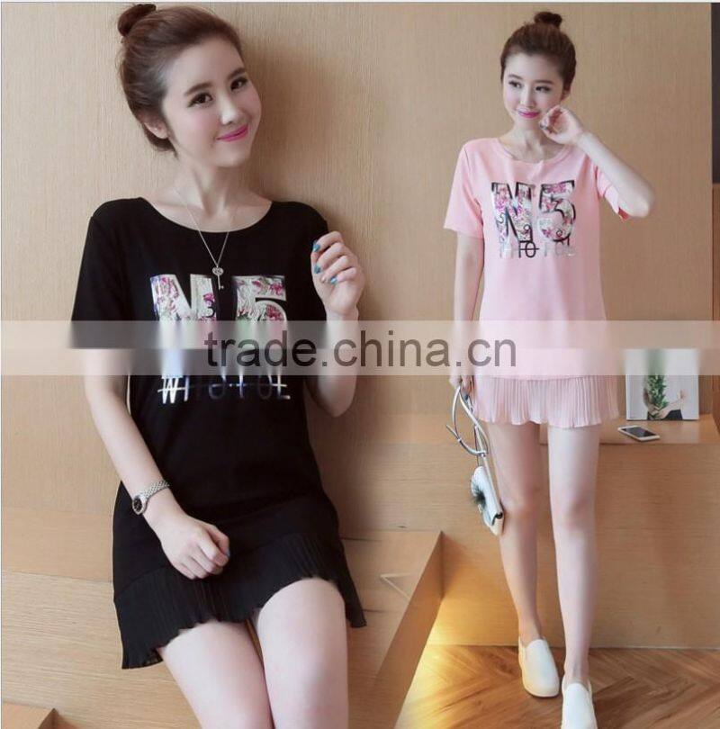 Plus size good quality fashion new arrival printed women t shirts and girl T-shirt dresses
