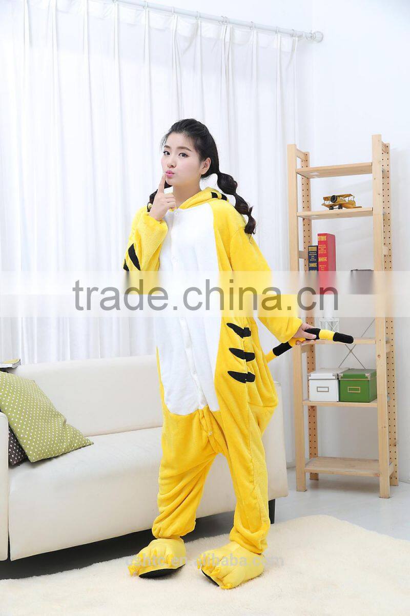 flannel cartoon adult animal jumpsuit animal pajamas jumpsuit tiger design
