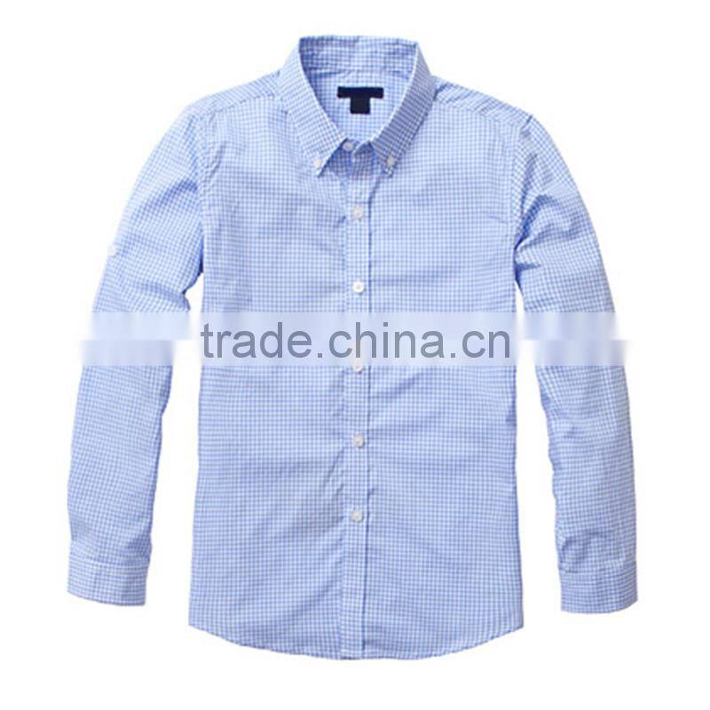 British style 2017 spring school boys shirt long sleeved cotton plaid shirt