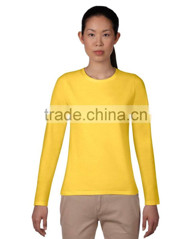 2016 new women's autumn t-shirt, o-neck long sleeve cotton t-shirt custom wholesale