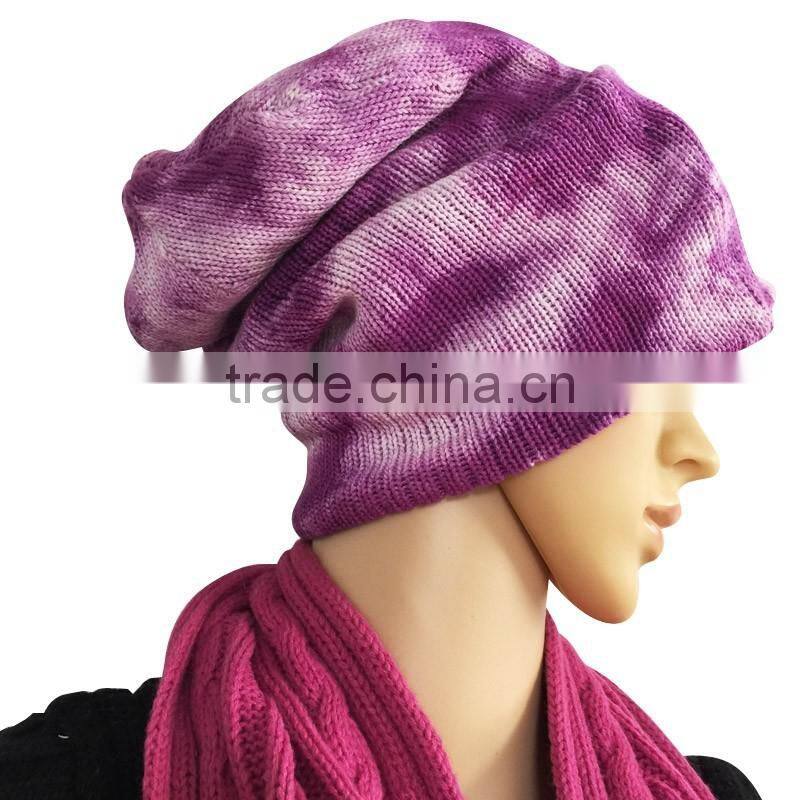 2016 new fashion winter knitted adult beanie in pink