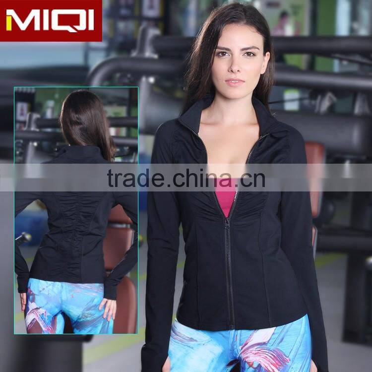 Fitness wear nylon and spandex/LYCRA best fabric high quality and cheap wholesale yoga jacket
