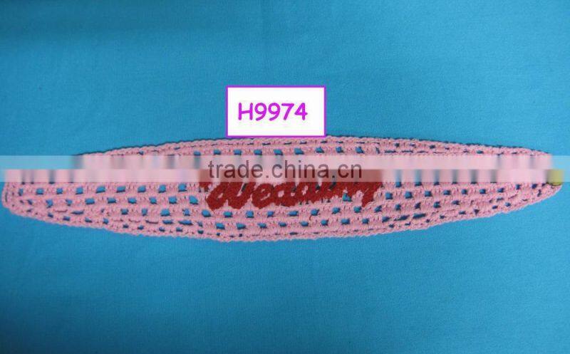hot sale machine crochet lady's hairband with letter